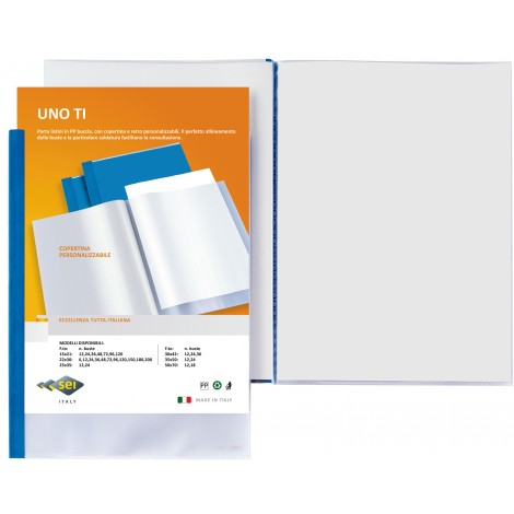 Sei Portalistini personalizzabile Uno Ti in PPL con 36 buste, formato A3, finitura a buccia d`arancia, colore blu - 1pz - 55313607