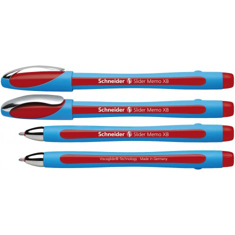 Schneider Slider Memo XB - Penna a sfera con fusto gommato, dotata di inchiostro con tecnologia Viscoglide, tratto 1,4mm, colore rosso - Prezzo singolo, ord. minimo 10pz