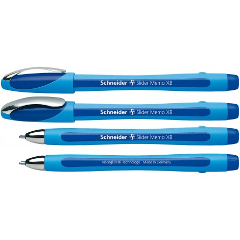 Schneider Slider Memo XB – Penna a sfera con fusto gommato, dotata di inchiostro con tecnologia Viscoglide, tratto 1,4mm, colore blu – Prezzo singolo, ord. minimo 10pz