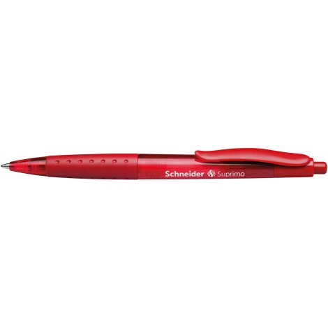 Schneider Suprimo – Penna a sfera con clip in plastica e impugnatura antiscivolo, tratto 1mm , colore rosso – Prezzo singolo, ord. minimo 20pz