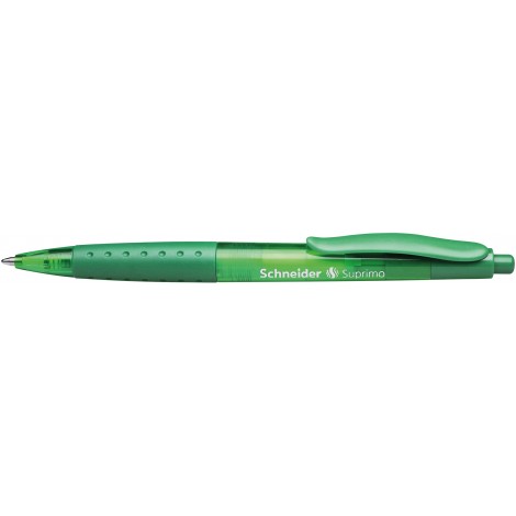 Schneider Suprimo - Penna a sfera con clip in plastica e impugnatura antiscivolo, tratto 1mm , colore verde - Prezzo singolo, ord. minimo 20pz