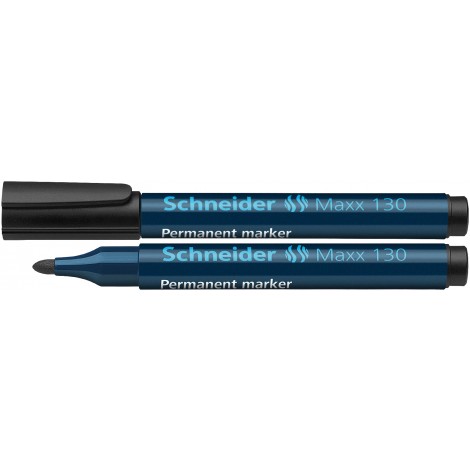 Schneider Maxx 130 – Marcatore permanente con inchiostro a base d`alcool, tratto 1-3mm, colore nero – Prezzo singolo, ord. minimo 10pz
