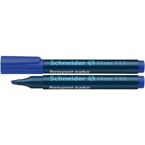 Schneider Maxx 133 – Marcatore permanente con inchiostro a base d`alcool, punta scalpello, tratto 1-4mm, colore blu – Prezzo singolo, ord. minimo 10pz