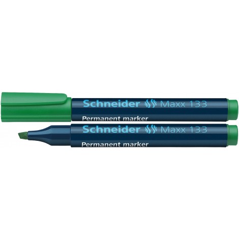 Schneider Maxx 133 - Marcatore permanente con inchiostro a base d`alcool, tratto 1-4mm, colore verde - Prezzo singolo, ord. minimo 10pz