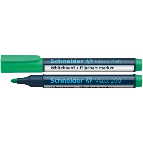 Schneider Maxx 290 - Marcatore per lavagne con inchiostro cancellabile a secco, tratto 2-3mm, colore verde - Prezzo singolo, ord. minimo 10pz