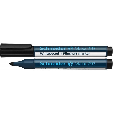Schneider Maxx 293 – Marcatore per lavagne con inchiostro cancellabile a secco, tratto 4mm, colore nero – Prezzo singolo, ord. minimo 10pz