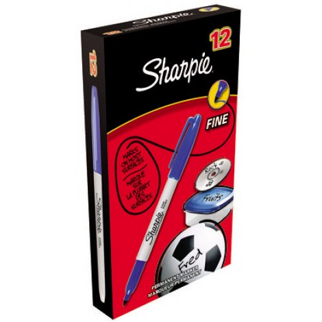 Sharpie Fine Point - Marcatore permanente con inchiostro a base d`alcool, punta 1mm, colore blu - Prezzo singolo, ord. minimo 12pz - S0810950