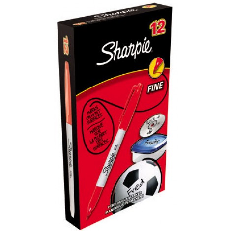 Sharpie Fine Point – Marcatore permanente con inchiostro a base d`alcool, punta 1mm, colore rosso – Prezzo singolo, ord. minimo 12pz – S0810940