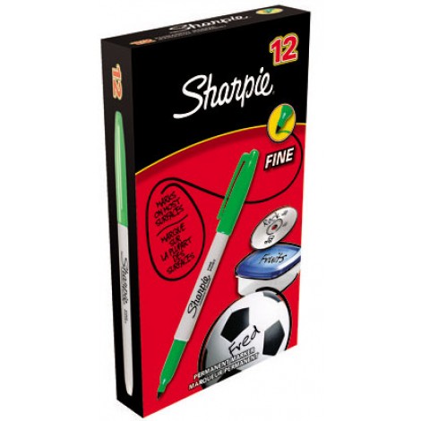 Sharpie Fine Point – Marcatore permanente con inchiostro a base d`alcool, punta 1mm, colore verde – Prezzo singolo, ord. minimo 12pz – S0810960