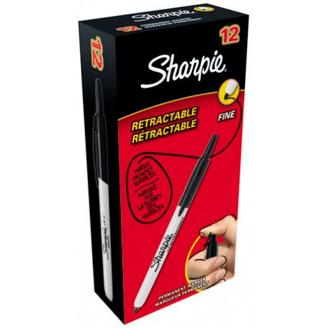 Sharpie Fine - Marcatore permanente con inchiostro a base d`alcool, punta 1mm, colore nero - Prezzo singolo, ord. minimo 12pz - S0810840