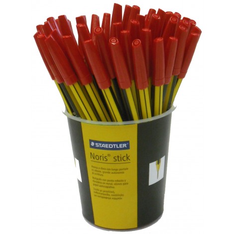 Staedtler 434 – Punta a sfera con lungo puntale in ottone e fusto esagonale, tratto 0,35mm, colore rosso – 50pz - 434 02 KP5M