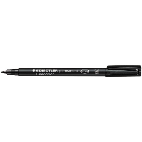 Staedtler Lumocolor 317-9 – Marcatore permanente con inchiostro a base d`alcool, punta sintetica, tratto 1mm, colore nero – Prezzo singolo, ord. minimo 10pz – 317-9