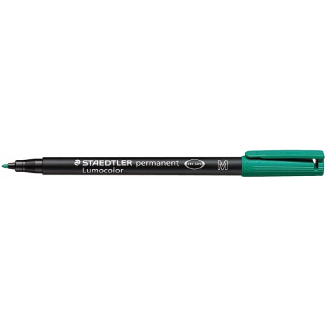 Staedtler Lumocolor 317-5 - Marcatore permanente con inchiostro a base d`alcool, punta sintetica, tratto 1mm, colore verde - Prezzo singolo, ord. minimo 10pz - 317-5
