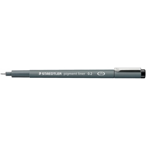 Staedtler Pigment Liner 308 - Pennarello con puntale in metallo ideale per tracciare con righe e squadre, cancellabile su carta da lucido, tratto 0,2mm, colore nero - Prezzo singolo, ord. minimo 10pz - 308 02-9