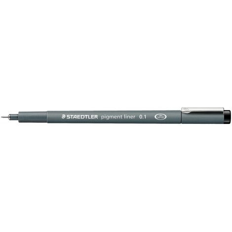 Staedtler Pigment Liner 308 - Pennarello con puntale in metallo ideale per tracciare con righe e squadre, cancellabile su carta da lucido, tratto 0,1mm, colore nero - Prezzo singolo, ord. minimo 10pz - 308 01-9