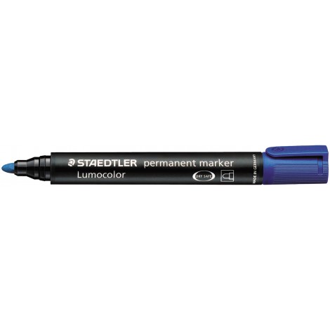 Staedtler Lumocolor 352-3 - Marcatore permanente con inchiostro a base d`alcool, punta sintetica, tratto 2mm, colore blu - Prezzo singolo, ord. minimo 10pz - 352-3