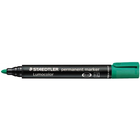 Staedtler Lumocolor 352-5 - Marcatore permanente con inchiostro a base d`alcool, punta sintetica, tratto 2mm, colore verde - Prezzo singolo, ord. minimo 10pz - 352-5