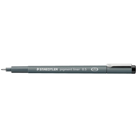 Staedtler Pigment Liner 308 - Pennarello con puntale in metallo ideale per tracciare con righe e squadre, cancellabile su carta da lucido, tratto 0,5mm, colore nero - Prezzo singolo, ord. minimo 10pz - 308 05-9