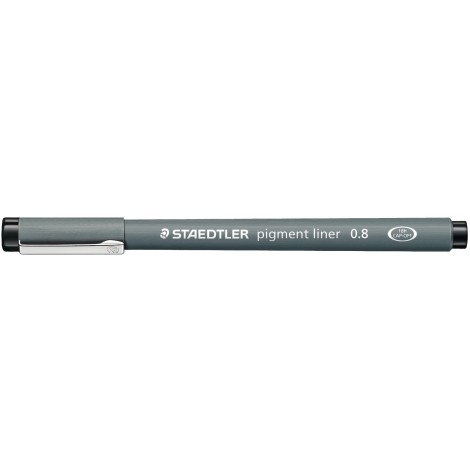 Staedtler Pigment Liner 308 – Pennarello con puntale in metallo ideale per tracciare con righe e squadre, cancellabile su carta da lucido, tratto 0,8mm, colore nero - Prezzo singolo, ord. minimo 10pz - 308 08-9