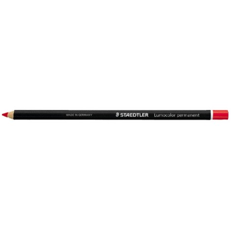 Staedtler Matita vetrografica per marcare in modo indelebile, mina morbida resistente all`acqua, colore rosso - Prezzo singolo, ord. minimo 12pz - 108 20-2