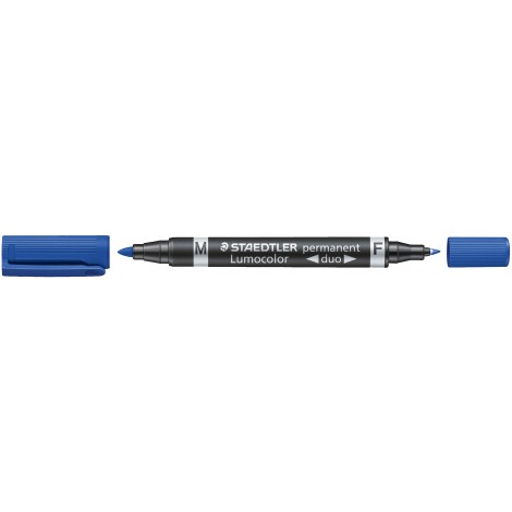 Staedtler Lumocolor 348-3 – Marcatore permanente con inchiostro a base d`alcool, doppia punta da 0,6 o 1,5mm, colore blu  - Prezzo singolo, ord. minimo 10pz - 348-3