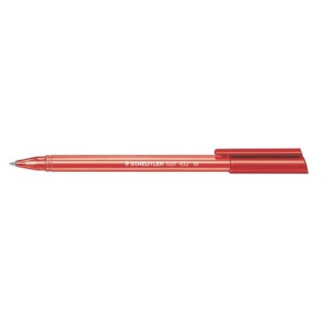 Staedtler 432 - Penna a sfera con fusto triangolare, punta media, tratto 1mm, colore rosso  - Prezzo singolo, ord. minimo 10pz - 432 35M-2