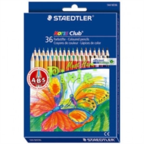 Staedtler Astuccio pastelli NORIS CLUB compatto con 36 matite esagonali sovrapposte, guaina anti-break-system abs, con pennello omaggio - 144 ND36
