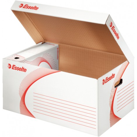Esselte Boxy 80 - Scatola archivio con maniglie, 56x26,5cm, dorso 38mm, colore bianco - prezzo singolo, ord. minimo 10pz - 128900