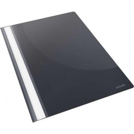 Esselte Vivida - Cartellina in PPL con fastener (meccanismo a 2 linguelle piatte di 8cm con pressino in plastica), copertina trasparente antiriflesso ed etichetta longitudinale estraibile, capacita` 160 fogli, colore nero  - Prezzo singolo, ord. minimo 25pz - 28320