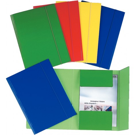 Esselte C46 - Cartellina a 3 lembi con elastico tondo, formato 26,5x35cm, cartone 550gr, dorso 5mm, colore blu. Prezzo singolo, ord. minimo 5pz - 390346050
