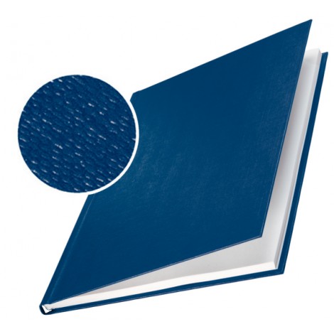 Leitz ImpressBind - Copertina per rilegatura rigida in cartone con finitura in lino, formato A4, capacita` 10-35 fogli, dorso 3,5mm, colore blu - 7390-00-35