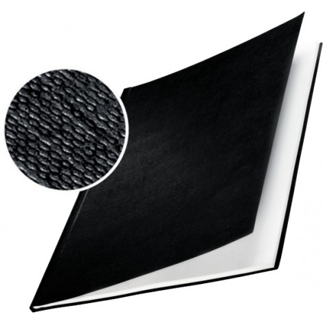 Leitz ImpressBind – Copertina per rilegatura rigida in cartone con finitura in lino, formato A4, capacita` 10-35 fogli, dorso 3,5mm, colore nero – 7390-00-95