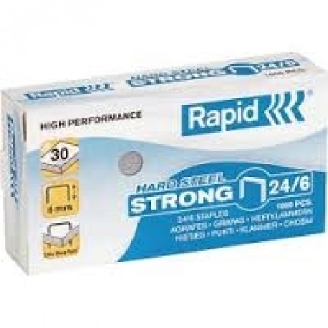 Rapid 24/6 Standard - Punti per cucitrici - Scatola 1000 punti in filo metallico morbido, lunghezza gamba 6mm per cucire fino a 20 fogli - 1pz - 24855600