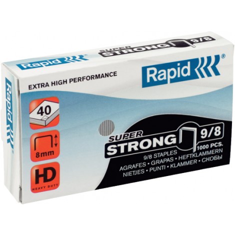 Leitz 9/8 Super strong - Punti per cucitrici - Scatola 5000 punti in filo metallico extra strong, lunghezza gamba 12mm per cucire fino a 70 fogli - 1pz - 24871000