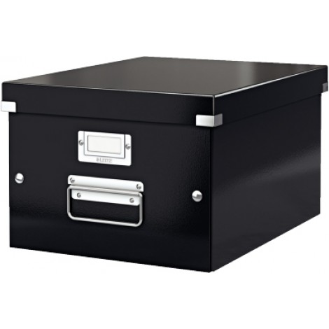 Leitz Click&Store - Scatola archivio impilabile con coperchio e maniglia, 36,9x20cm, dorso 28,1cm, colore nero  - 1pz - 60440095