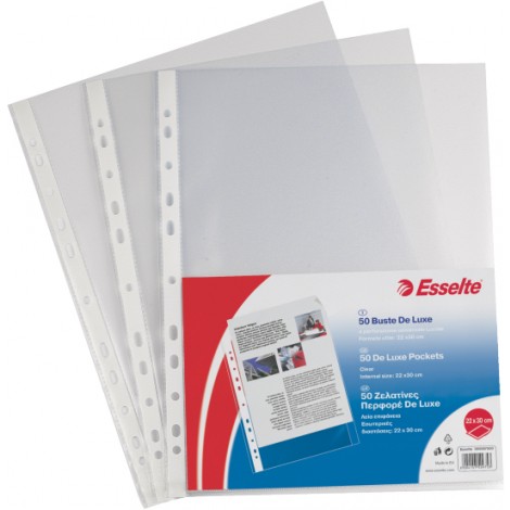 Esselte Buste DELUXE in PPL forate, finitura a buccia d`arancia, formato utile 22x30cm, alto spessore, confezione da 50pz - 395097600