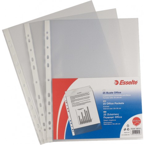 Esselte Buste OFFICE in PPL forate, finitura a buccia d`arancia, formato utile 22x30cm, medio spessore, confezione da 50pz - 395097100