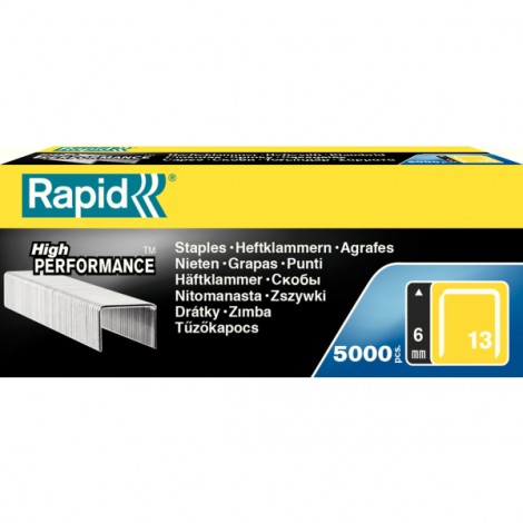 Rapid 13/6 - Graffe per graffatrici - Scatola 5000 punti in filo metallico robusto, lunghezza gamba 6mm - 1pz - 11830700