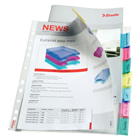 Esselte Divisori Mylar a busta in PPL personalizzabile con foratura universale, formato A4 25x32cm, 8 buste - 1pz - 414150