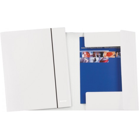 Leitz Wow - Cartellina a 3 lembi con elastico, cartone 80gr, 34,7x26,4cm, dorso 7mm, colore bianco. Prezzo singolo, ord. minimo 5pz - 39830001
