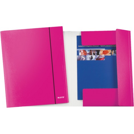 Leitz Wow – Cartellina a 3 lembi con elastico, cartone 80gr, 34,7×26,4cm, dorso 7mm, colore fucsia. Prezzo singolo, ord. minimo 5pz –  39830023