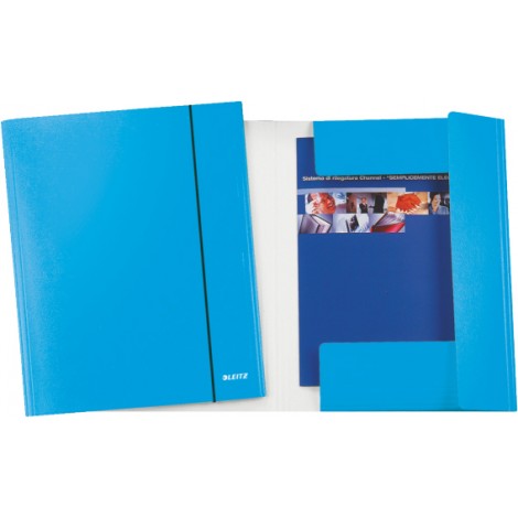 Leitz Wow – Cartellina a 3 lembi con elastico, cartone 80gr, 34,7×26,4cm, dorso 7mm, colore azzurro. Prezzo singolo, ord. minimo 5pz – 39830036