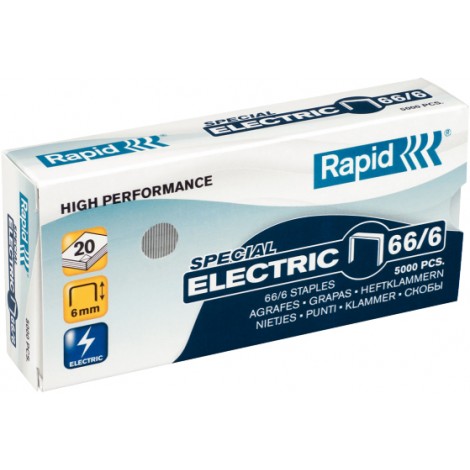 Rapid 66/6 Strong electric - Punti per cucitrici - Scatola 5000 punti in filo metallico robusto, lunghezza gamba 6mm per cucire fino a 20 fogli - 1pz - 24867800