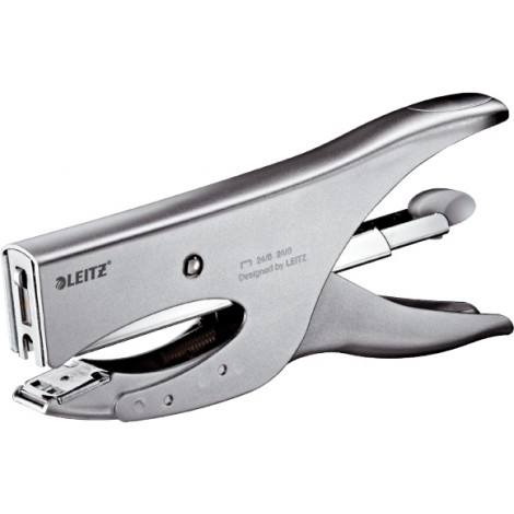 Leitz 5549 - Cucitrice a pinza in metallo, incudine regolabile, punto chiuso o aperto,caricamento posteriore, profondita` di cucitura 70mm, utilizza punti 24/6-8 - 1pz - 55490081