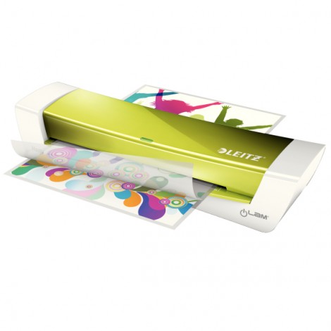 Leitz iLam Home office – Plastificatrice A4 con led e segnale acustico che indicano quando è pronta la macchina, spessore 80-125 micron, colore verde  – 1pz