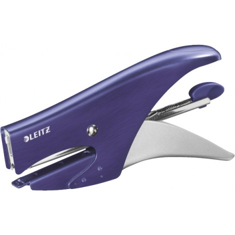 Leitz Style - Cucitrice a pinza in metallo, punto chiuso, caricamento posteriore, profondita` di cucitura 49,5mm, utilizza punti 6/4, colore blu titanio  - 1pz - 55630069