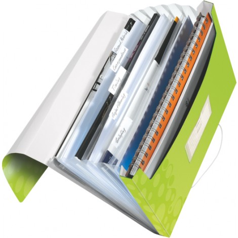 Leitz WOW – Cartella a soffietto, 6 scomparti, chiusura con elastico, 25,4x38cm, colore verde – 1pz – 45890154