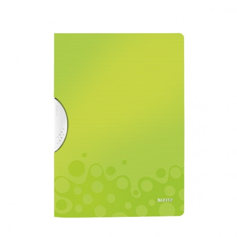 Leitz Wow – Cartellina con chiusura a clip, in PPL, formato 22x30cm, capacita` 30 fogli, dorso 8cm, colore verde metallizzato – 1pz