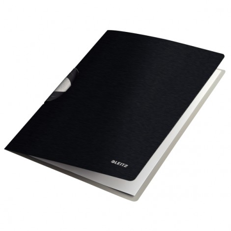 Leitz Style ColorClip - Cartellina con chiusura a clip, in PPL, formato 22x31cm, capacita` 40 fogli, colore nero satinato - 1pz