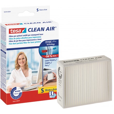 Tesa Filtro CLEAN AIR per l`assorbimento delle polveri sottili emesse da stampanti, multifunzioni, fax, copiatori, taglia S, 10x8cm - 50378-00000-02
